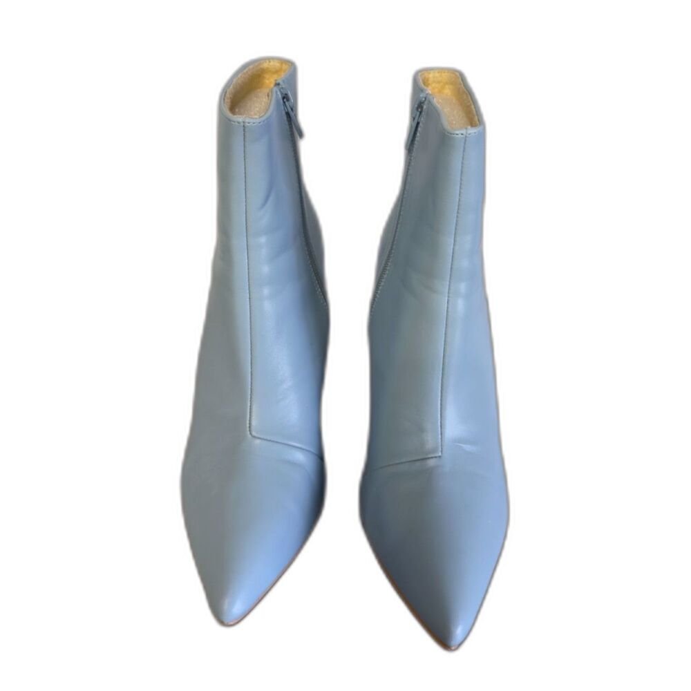 Allegra K Sky Blue Clear Heel Wedge Ankle Boots 8 Pointed Toe EUC - Picture 1 of 10